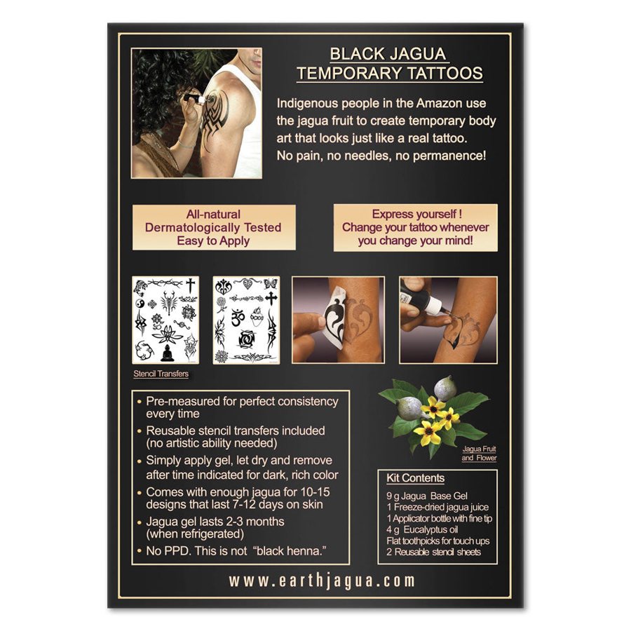 Back of the Earth Jagua temporary tattoo kit box